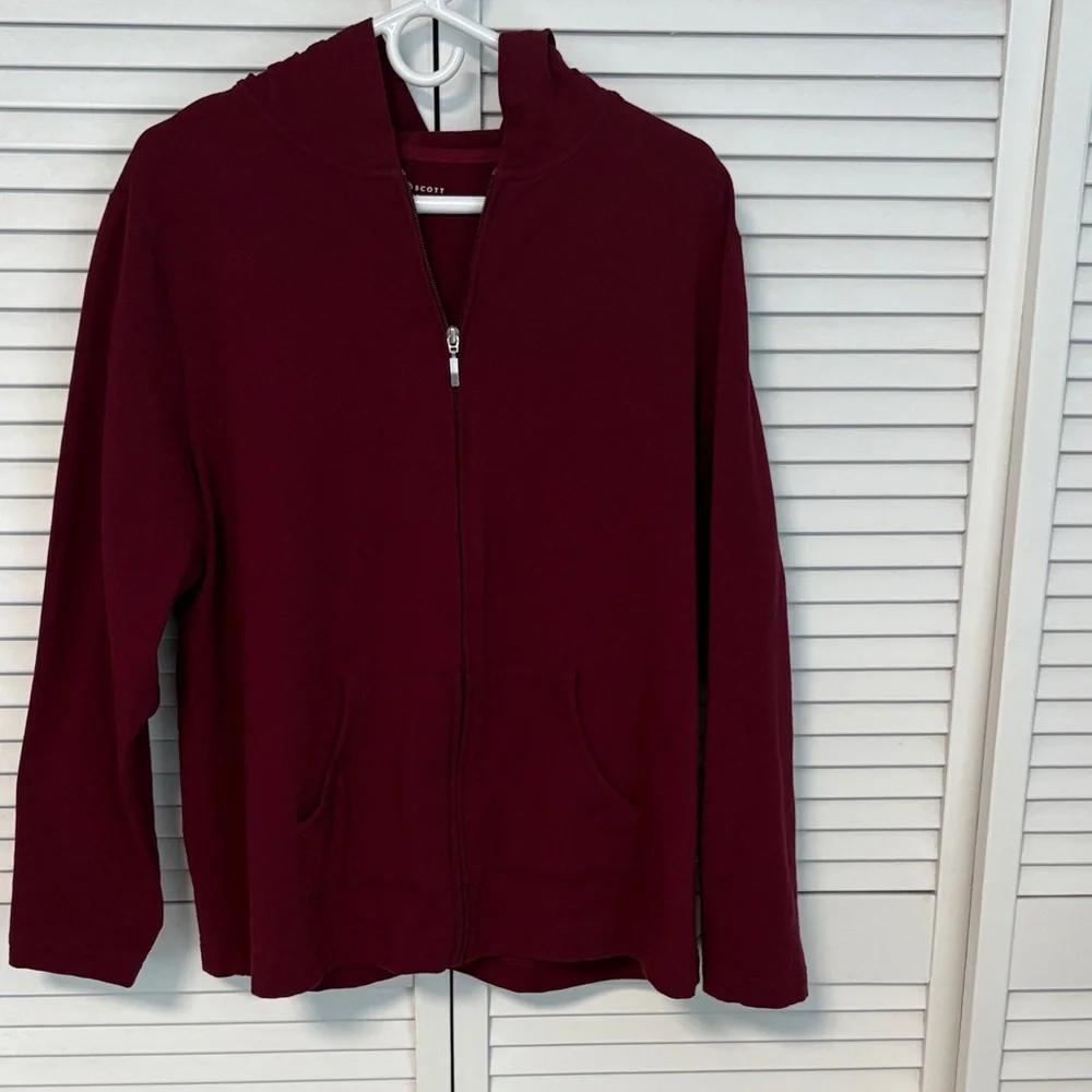 Women’s Karen Scott Sport Maroon Zip-Up Hoodie 0X - Picture 1 of 9